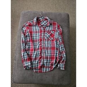 Aéropostale Red &‎ Blue Plaid Button Down Flannel Shirt - Size Medium